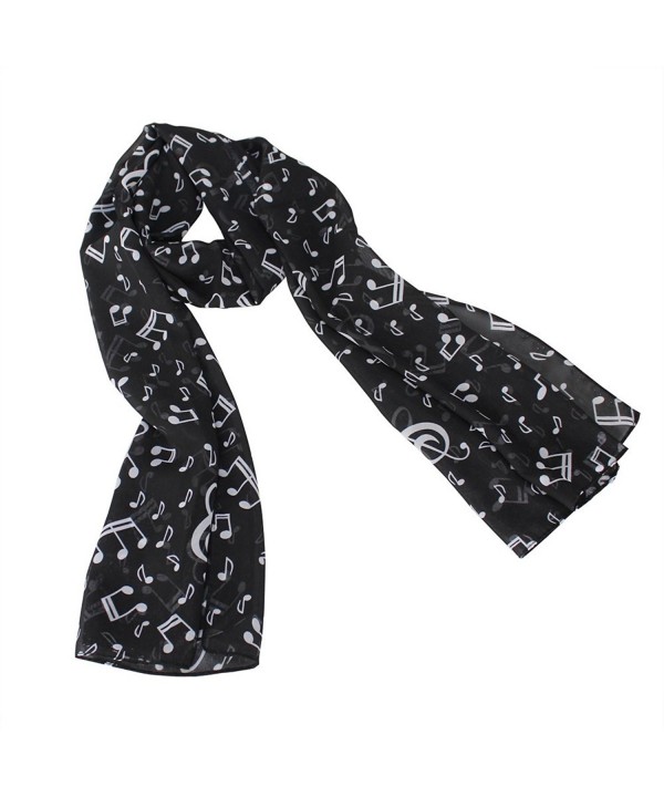 Fashion Lady Women Girl Music Note Printed Chiffon Scarf Shawl Muffler Black Hot - C311KKJIZ41