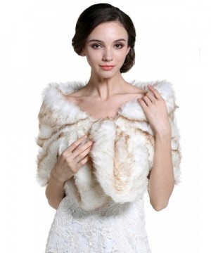 Aukmla Women'sBridal Wedding Fur Stoles- Fur Wraps and Shawls for Women - C911TS25U6R