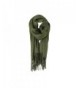Olive Solid Color Fringe Womens Fashion Warm Winter Blanket Scarf Scarves - CF18778QZEK