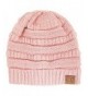 Black Thick Slouchy Knit Oversized Beanie Cap Hat-One Size-Rose Pink - C511PZJIVI1