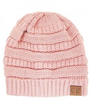 Black Thick Slouchy Knit Oversized Beanie Cap Hat-One Size-Rose Pink - C511PZJIVI1
