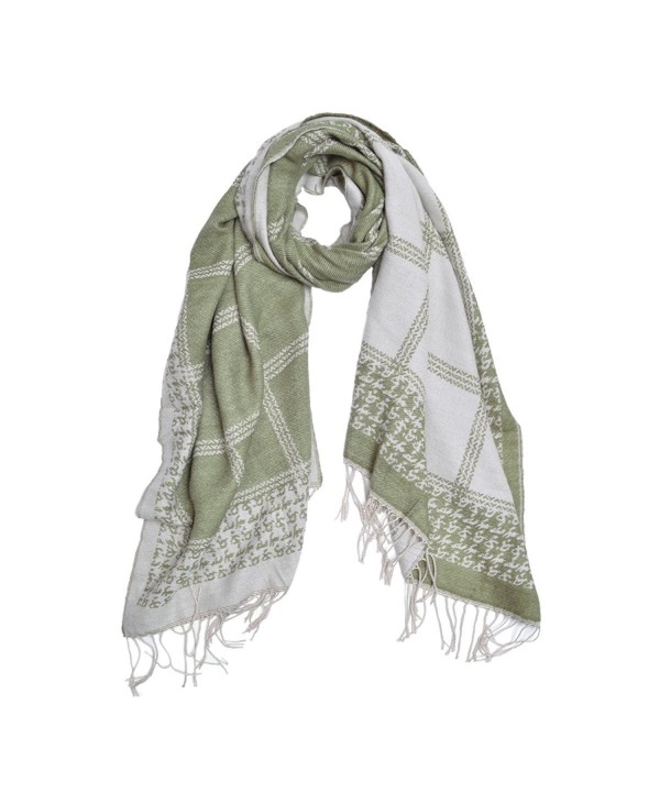 Unique Winter Long 2-Sided Soft Plaid Checker Knit Tasseled Scarf Shawl Wrap - Olive - CA12NUUXKVD