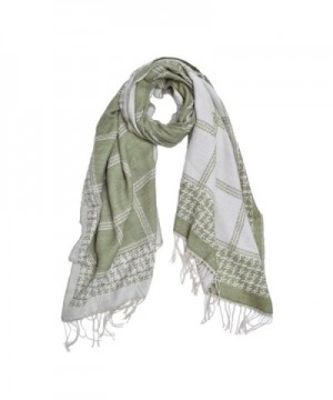 Unique Winter Long 2-Sided Soft Plaid Checker Knit Tasseled Scarf Shawl Wrap - Olive - CA12NUUXKVD