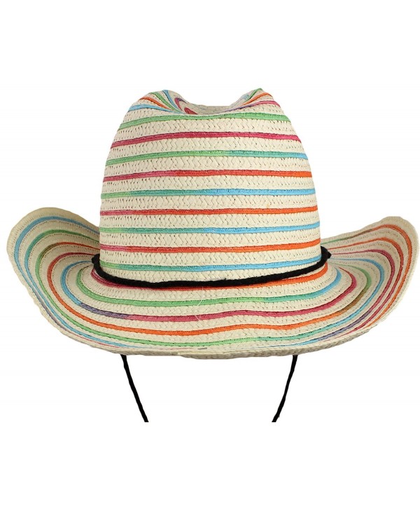 bogo Brands White Straw Beach Hat With colorful Ribbon Accents and Adjustable Strap by - C0182MKTOK6