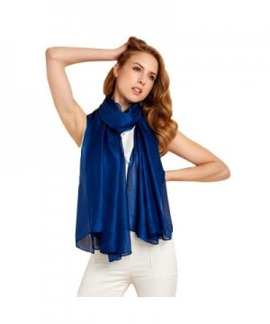 Ysiop Womens Oversized Scarf Solid Color Shiny Shawls and Wraps for Evening Weddings - Sapphire - CG17YGUICIA