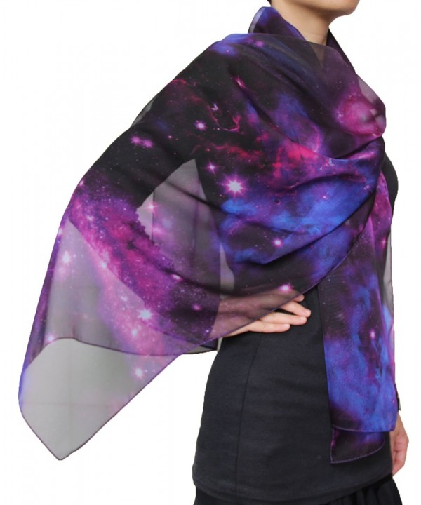 Fashion Nebula Galaxy Twinkle Stars Print Chiffon Scarf Purple - CD1252SNTYZ