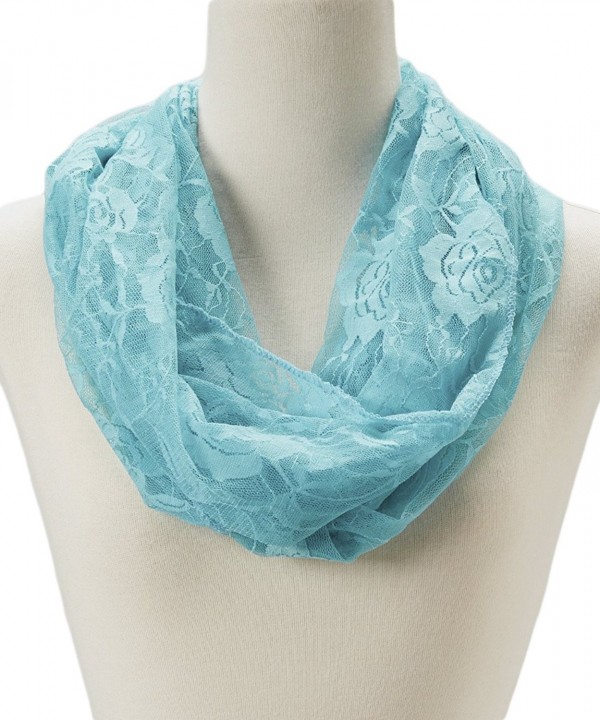 Women's Lightweight Soft Rose Lace Cotton Infinity Scarf - Mint - CD11N0FP1MV