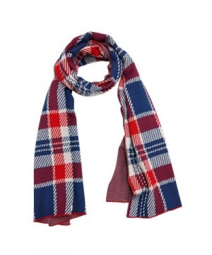 Knitbest Women's Checked Plaid Long Fashion Blanket Scarves Wrap Shawls - Red - CB12NBA632N