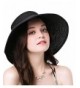 NobleScore Women's UPF 50+ Packable Wide Brim Roll-Up Sun Visor Beach Straw Hat - Black - CB183AY7RZC