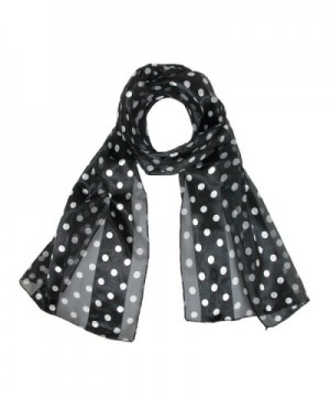 CTM Women's Satin Polka Dot Scarf- Black - CU11047BNEX