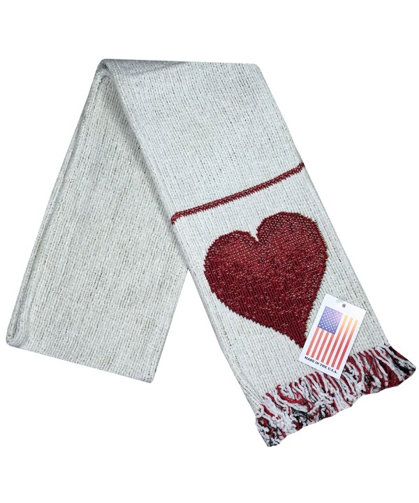 Manual Unisex Chenille Love Heart White Rib Knit Fringed Scarf ASFLOV 5.5x60" - C1126EGTON9