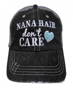 Embroidered Nana Hair Don't Care Grey Trucker Baseball Cap - Mint Heart - C912O3RN5HC