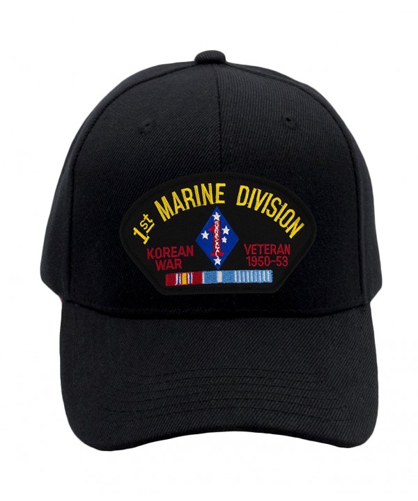 Patchtown 1st Marine Division - Korean War Veteran Hat/Ballcap (Black) Adjustable One Size Fits Most - C51888UIRX8