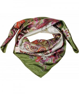 MEYKISS Women's Floral Print Silk Kerchief Square Bandana Scarf - Army Green - CU11ANK33RP