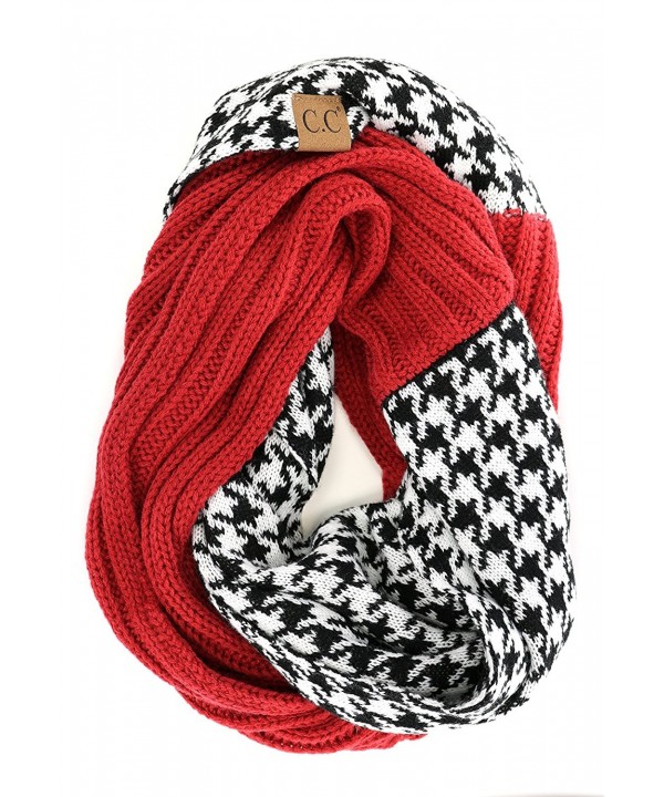 Crane Clothing Co. Women's Houndstooth CC Infinity Scarf - Crimson - CV1859OMTU8