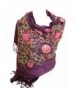 Premium Lush Embroidered Pashmina Feel Scarves Shawl Stole Wrap Head Scarf - Purple - CM12NT9FFQH