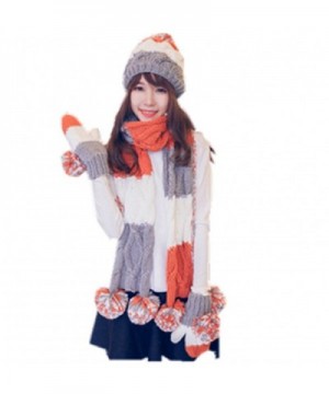 ALLDECOR Women Winter Warm Knitted Hat/Scarf/Gloves Sets Cold Weather 3pcs - Orange - CW186O226H7