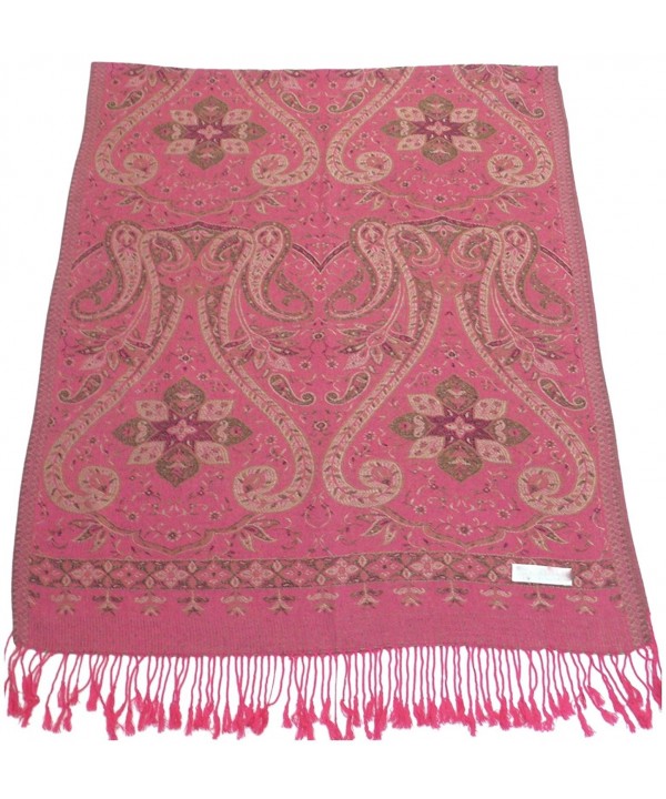 Kud Design 2 Ply Reversible Pashmina Shawl Scarf Wrap Stole CJ Apparel NEW - Pink - C1115X758F9