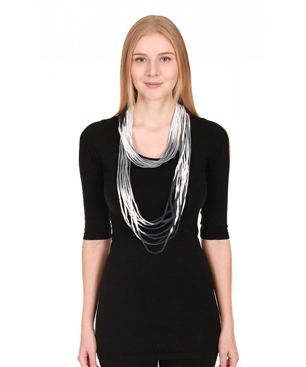 CCFW Women's Ombre Jersey Shred Rope Necklace Scarf - Black White - CJ17Y02RIEG