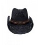 Black Straw Cowboy Leather Shapeable in Women's Cowboy Hats