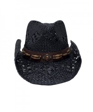 Black Straw Cowboy Leather Shapeable in Women's Cowboy Hats