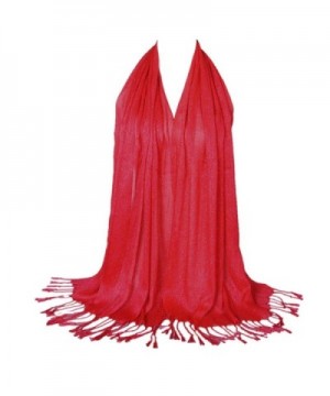 BEST Women Soft Cotton Scarf Long Large Wrap Shawl Solid-colored - Red - CV12LWK0E6D