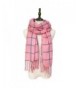 Hippih Women's Tassels Soft Plaid Scarf Winter Large Warm Blanket Wrap Shawl - Pink - CF186DI306Y