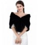 Bridalvenus Bridal Fur Wraps and Shawls with Clasp Cape for Women and Grils(Black) - CC12N25SLEN