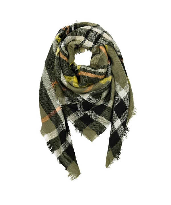 VBIGER Women Stylish Blanket Plaid Scarf Oversized Checked Shawls Wrap Shawl Pashmina - Deep green - CS187QX9L9Z