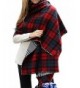 Women Cozy Oversize Plaid Blanket Scarf Fringe Large Scottish Check Tartan Wrap - Dark Red - C5186G59N4Y
