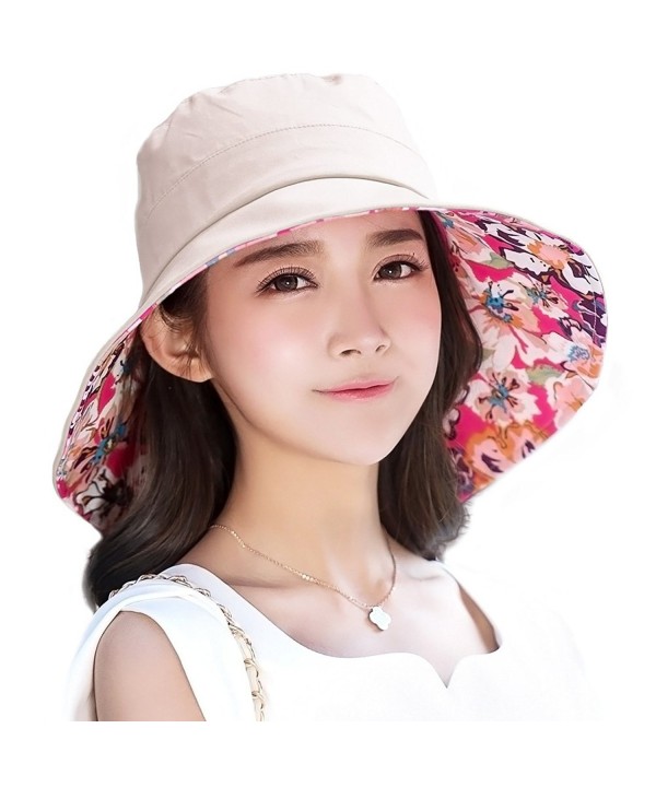 SIGGI SPF50+ Foldable Womens Bucket boonie Sun Hat w/Chin Cord For Summer - 16009_beige - CA12HKD9WDR