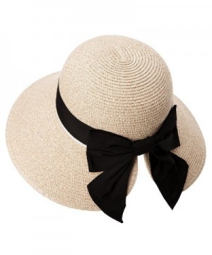 SIGGI Womens Floppy Summer Sun Beach Straw Hat UPF50 Foldable Wide Brim 56-58cm - 89015_beige - CV17WZ8QG0S