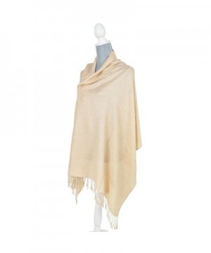 Premium Soft Paisley Pashmina & Silk Shawl / Wrap / Stole / Scarf - Diff Colors - Beige - CL124TOVDKZ