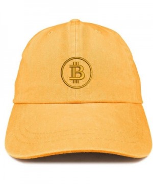 Trendy Apparel Shop Bitcoin Embroidered Washed Cotton Adjustable Cap - Mango - CB185LUK7XN