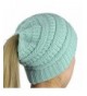 iParaAiluRy Ponytail Slouchy Knitted Stretch - Light Blue - CZ187I4KMAM