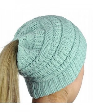 iParaAiluRy Ponytail Slouchy Knitted Stretch - Light Blue - CZ187I4KMAM