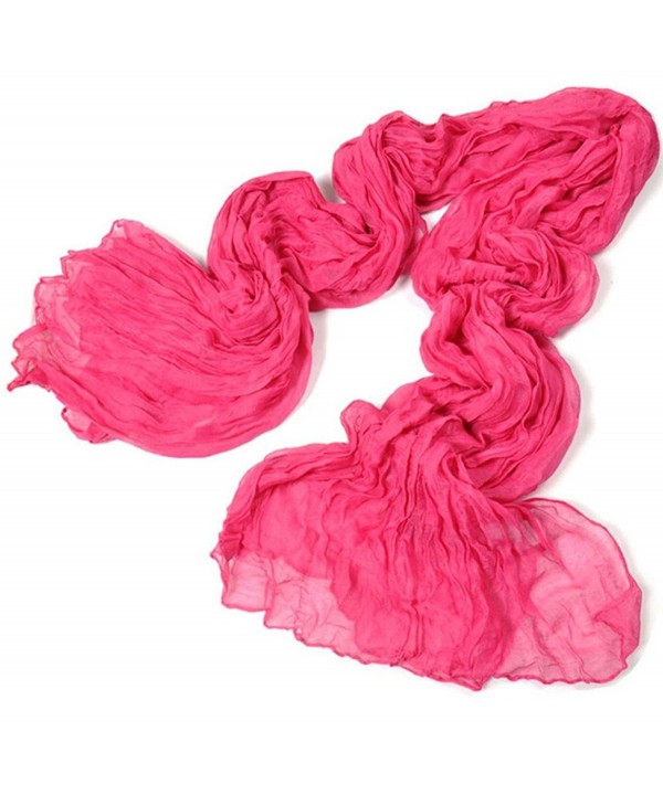 Women Candy Color silk chiffon scarf DZT1968 Wrap Shawl Pashmina Scarves - Hot Pink - CK129ZSCCDH