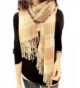 Xinliya Cashmere Large Chequered Plaid Checked Tartan Scarf Wrap Shawl - Beige - CN11R7UXY97