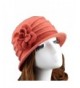Ealafee Women 100% Wool Solid Color Round Top Cloche Beret Butterfly Fedora Hats - Orange - CC186WZ2L0T