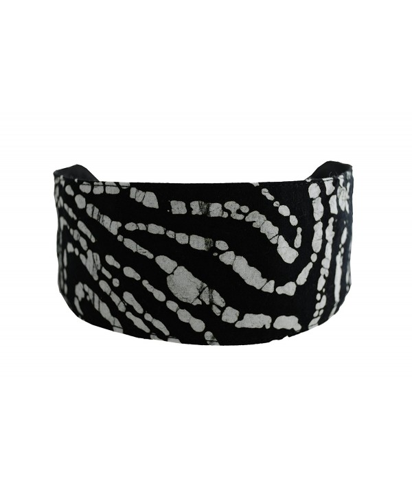 Bargain Headbands- White Swirls on a Pure Black Background Batik Style Fabric - CJ11455XMLH