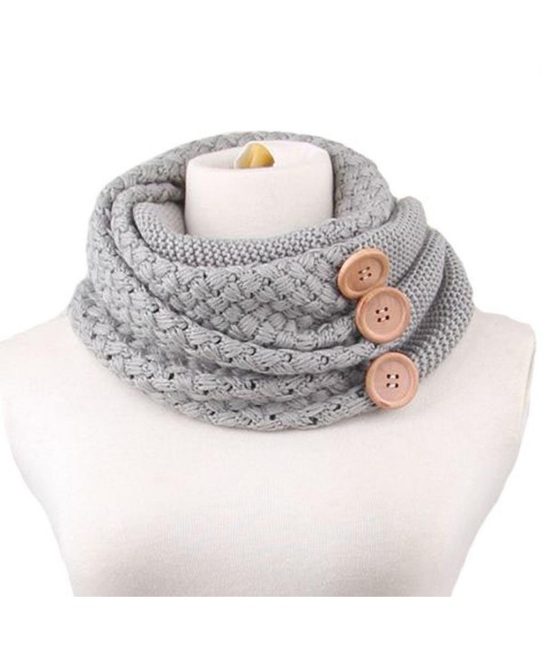 EUBUY Vintage Women Warm Knitted Thick Infinity Scarf with Button Best Xmas Gift - Grey - C4128OJVNJ7