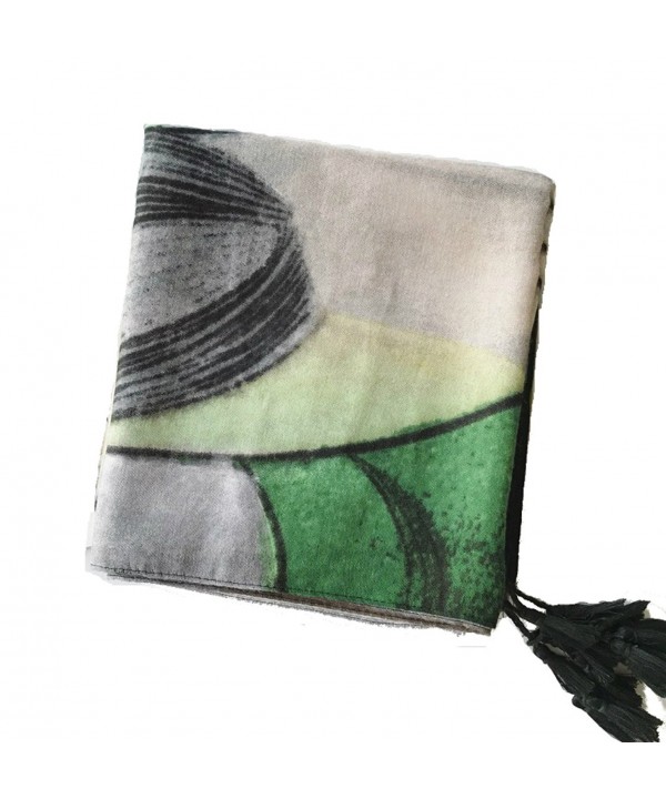 WS Natural Lightweight Scarves: Fashion Shawl Wrap Scarf For Women - Painting Green - C8188SIIR8R