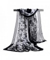 Sothread Fashion Women Rose Chiffon Soft Wrap scarf Ladies Shawl Scarf Scarves (Black) - Black - CZ1865O307I