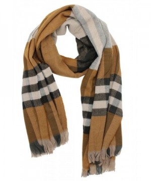 Plaid Blanket Scarf Women Warm Soft Long Pashmina Scarves Wrap Cape Shawl - Brown - CO1888MN6TE