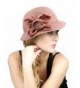 NYFASHION101 Women's Paper Woven Cloche Hat with Flower Band - Rose - CF11VJDVFJJ