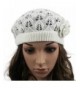 Womens Super Soft Flower Laciness Knit Beanie Hat - White - C111ZVCXGOL