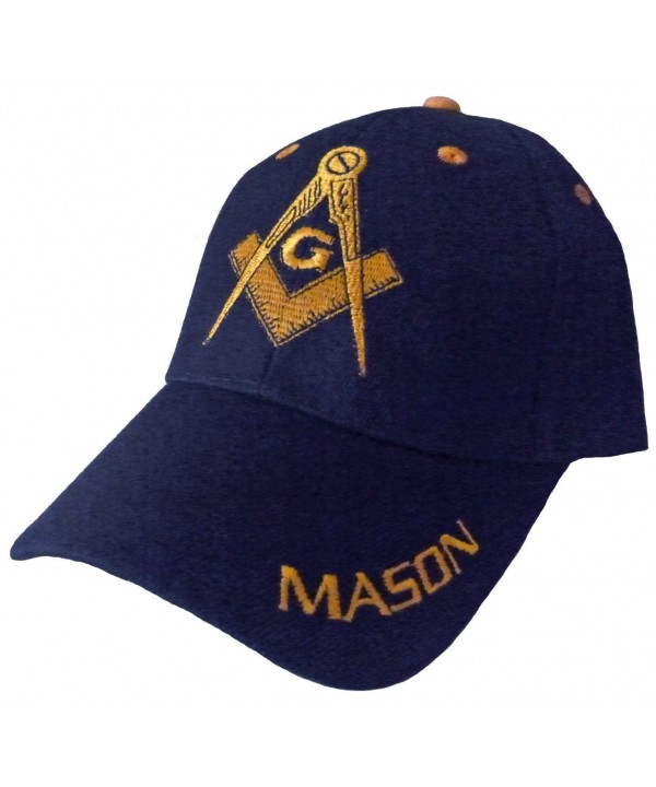 Mason Hat Navy Blue Embroidered Masonic Lodge Freemasons Baseball Cap - CE11F0TMCKT