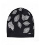 LADYBRO Slouchy Beanie Winter Black Silver - Black-silver Leaf - CX187R6OELN