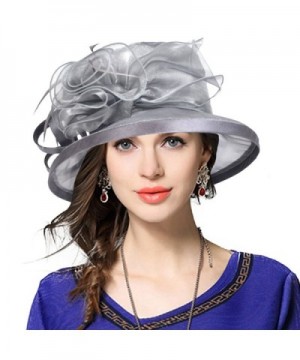 VECRY Women Satin Church Kentucky Derby Bucket Dress Cloche Hat S015 - 43grey - CJ17YRDW6HT