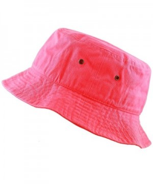 THE HAT DEPOT 300N Unisex 100% Cotton Packable Summer Travel Bucket Hat - Neonpink - C6185Y9KTNK